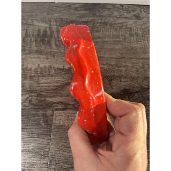 Vintage MCM Ashtray Trinket TROJAN HORSE HEAD~Ceramic Speckled Cherry Red Atomic - Picture 10 of 13